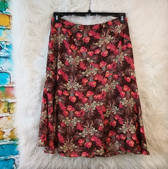 Nicole Miller Pink and Brown Tan A Line Skirt Size 6 - Picture 5 of 9